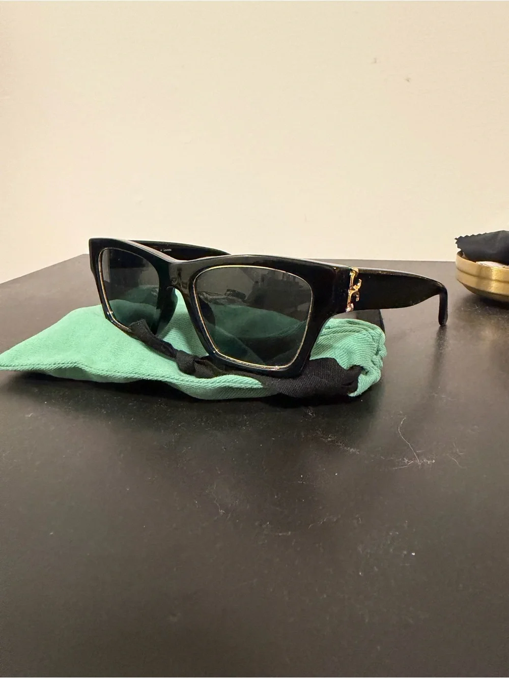 AUTHENTIC Tory Burch Black Square Sunglasses with Gold Accent